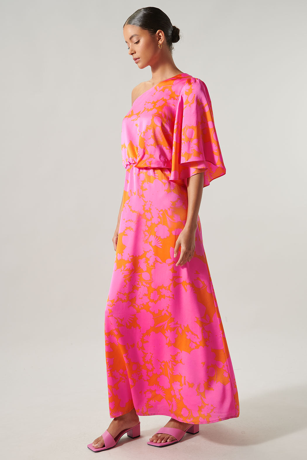 Lava Flow Meara One Shoulder Satin Maxi Dress – Sugarlips
