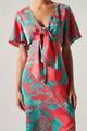 Palm Tropics Joelle Satin Front Tie Midi Dress
