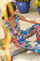 Inez Tropics Ruffle Sleeve Jumpsuit