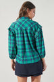 Woodland Plaid Ruffle Button Front Blouse