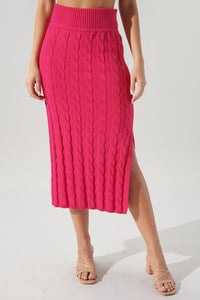 Fern Cable Knit Midi Skirt