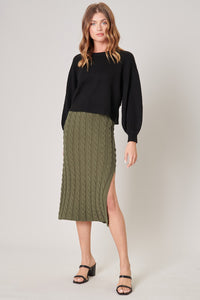 Fern Cable Knit Midi Skirt