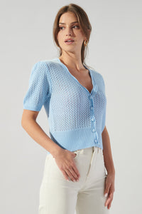 Leighton Short Sleeve Crochet Knit Cardigan
