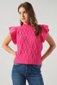 Tatum Flutter Sleeve Cable Knit Sweater Top