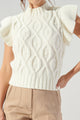 Tatum Flutter Sleeve Cable Knit Sweater Top