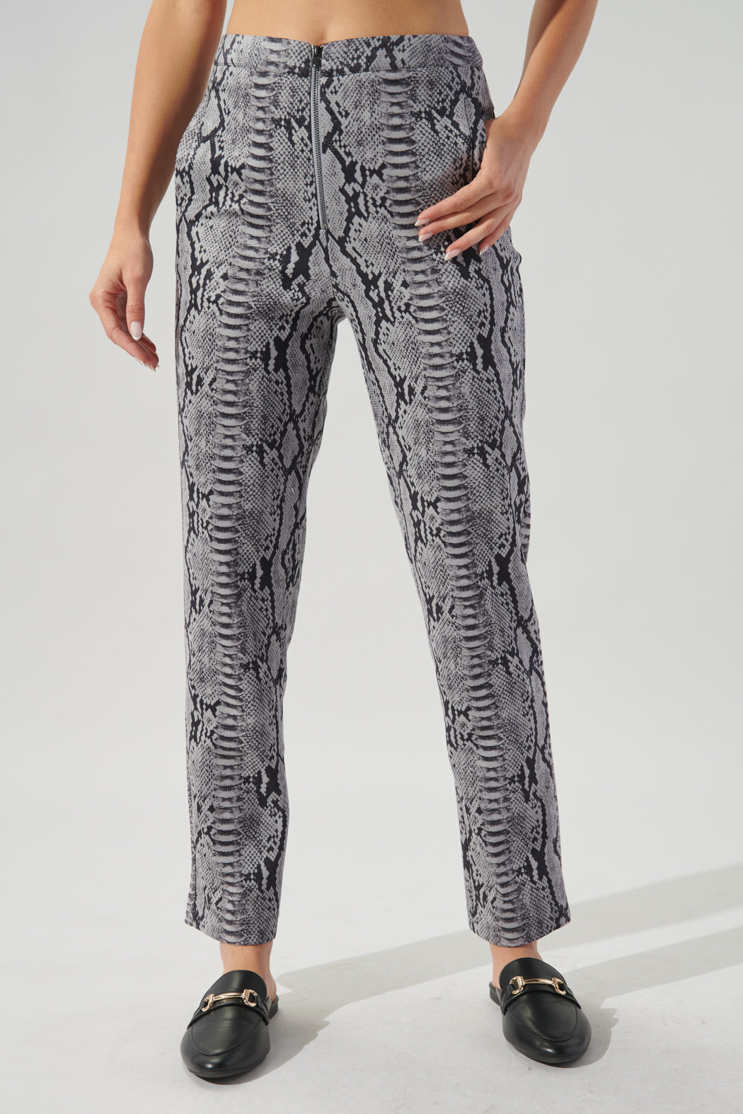 Born For This Faux Suede Snake Print Pants