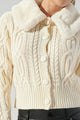 In a Flurry Cable Knit Fur Collar Cardigan