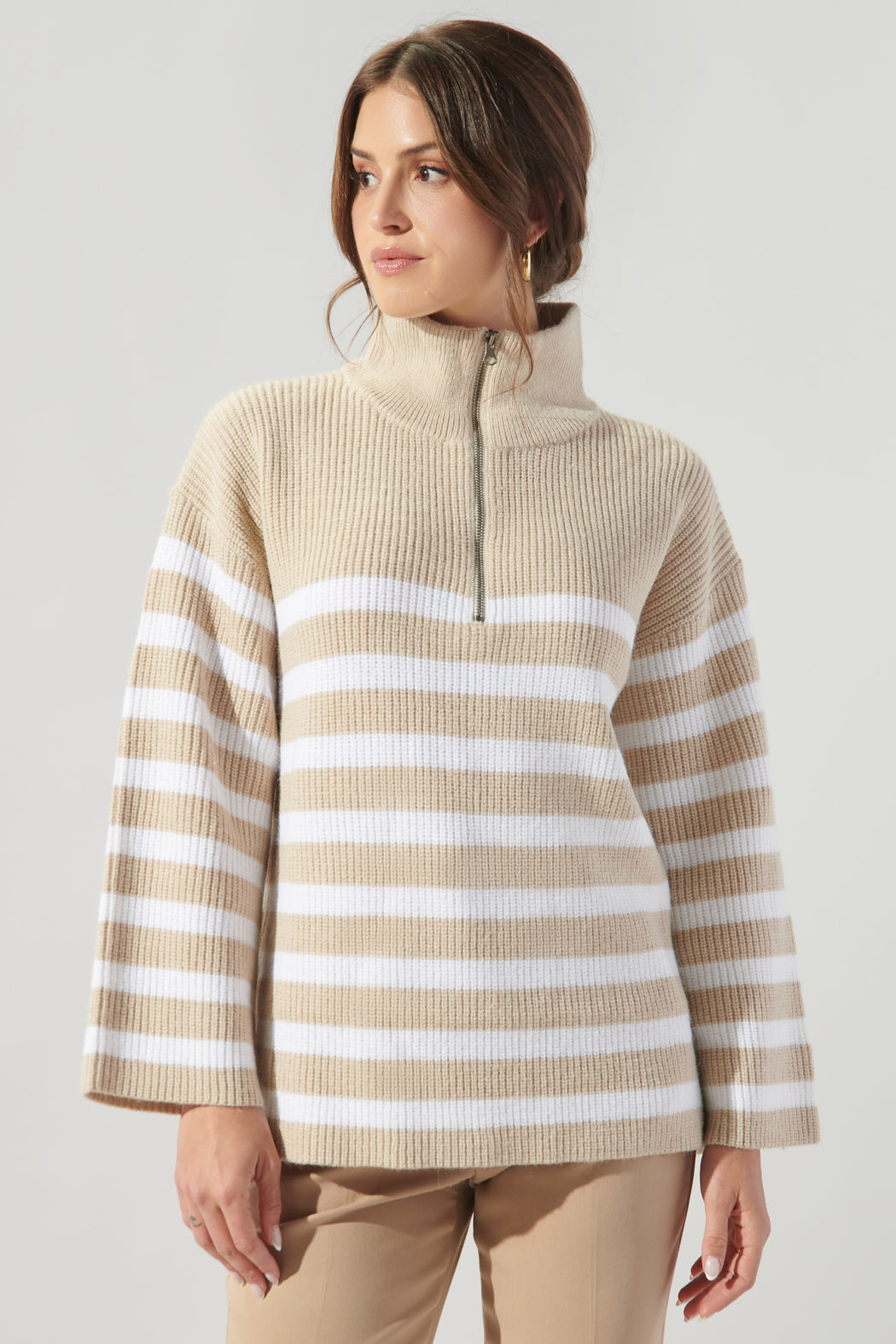 Coastal Striped Half Zip Sweater