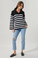 Coastal Striped Half Zip Sweater