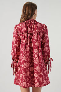 Mulberry Floral Rowena Ruffled Cotton Shift Dress