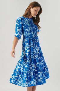 Marinelle Floral Frazier Smocked Tiered Midi Dress