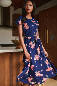Perla Floral Dolman Sleeve Midi Dress