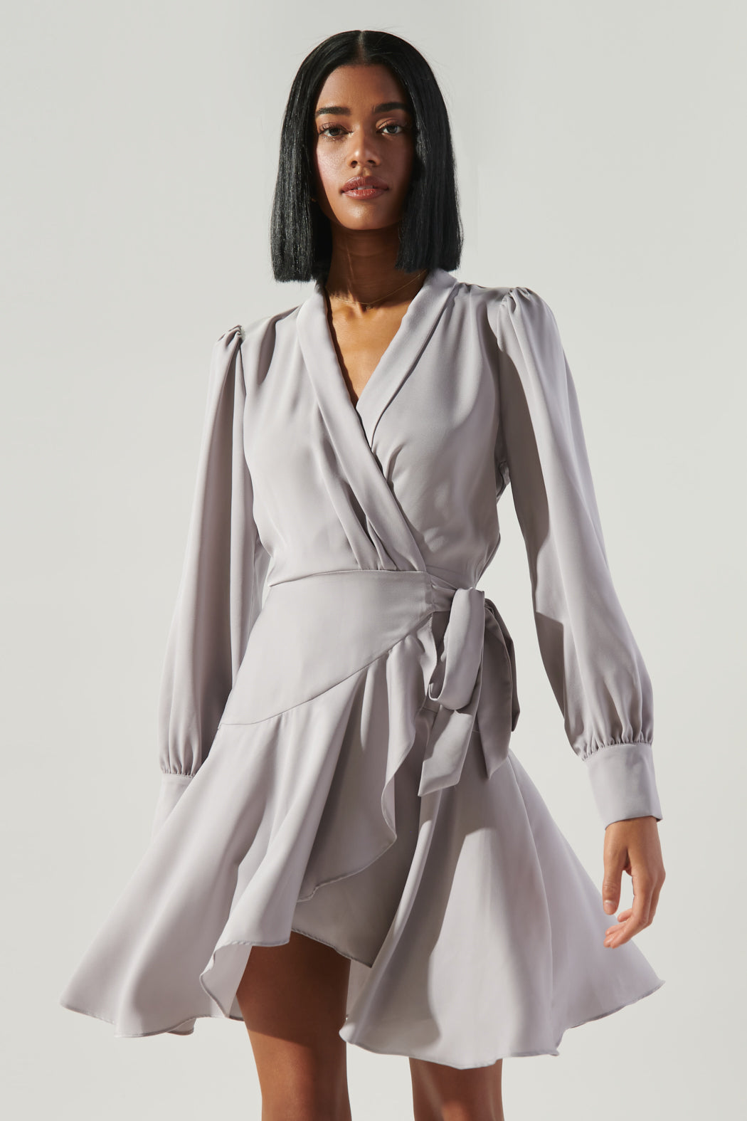 grey satin wrap dress Silver Grey Silk Dress, Silk Dress, Wrap Dress, Bridesmaid Dress, Wedding Guest Dress, Women Dress, Evening Dress, Long Dress