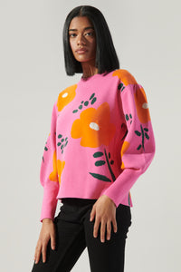 Fresh Pick Floral Puff Sleeve Sweater