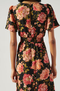 Terra Bloom Floral Midi Dress