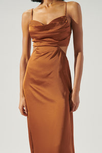 Marva Cowl Neck Cutout Midi Dress