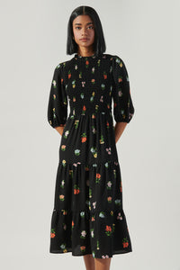 Remi Garden Floral Frazier Smocked Tiered Midi Dress