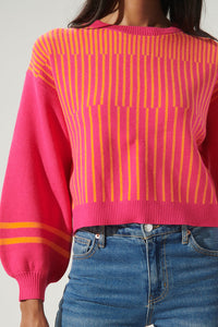 Switching Lanes Cropped Puff Sleeve Sweater