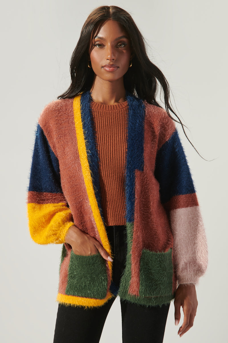 Down to Earth Color Block Eyelash Cardigan – Sugarlips