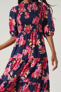 Maeve Floral Frazier Smocked Tiered Midi Dress