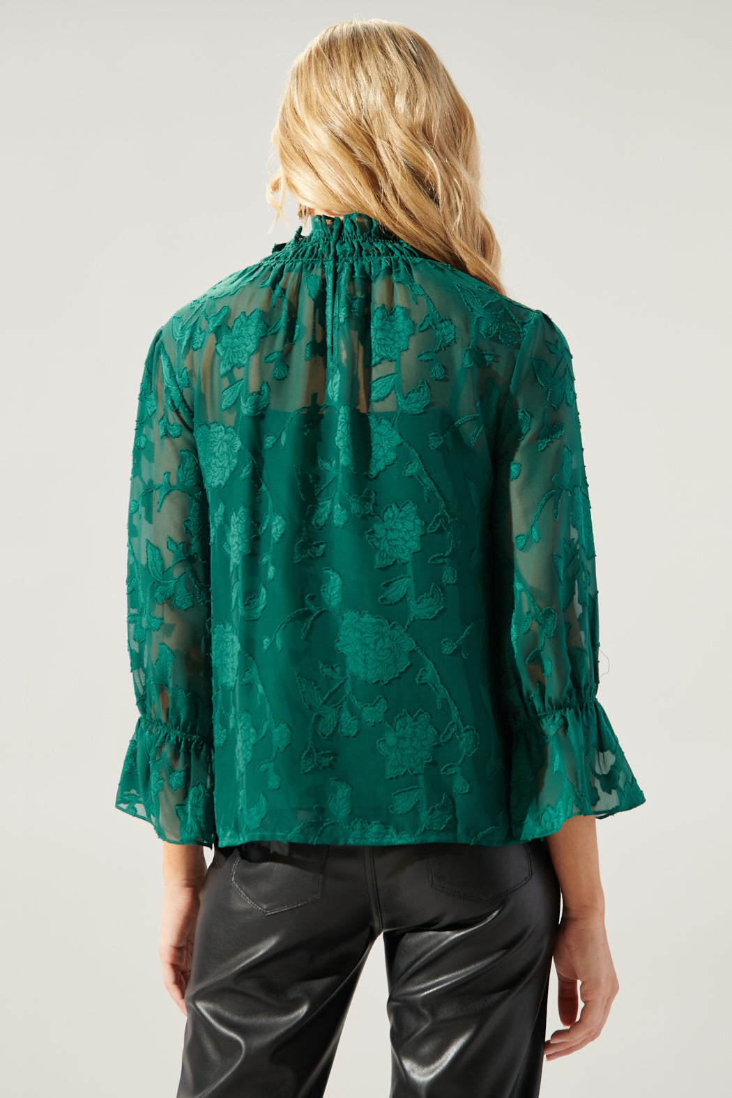 succulent blouse Zola Floral Burnout Mock Neck Blouse CHERRY / XS by Sugarlips