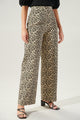 Gianina Leopard Wide Leg Denim Trousers