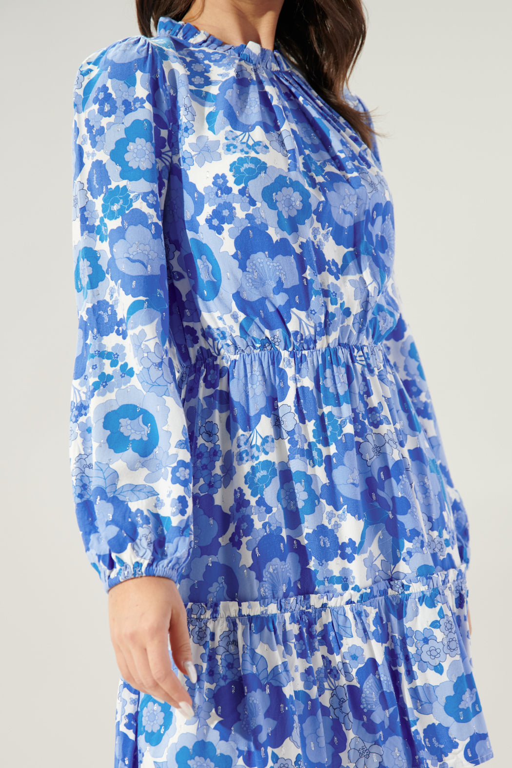 Juliani Floral Balloon Sleeve Blouson Tea Dress Sugarlips Juliani Floral Balloon Sleeve Blouson Tea Dress Sugarlips