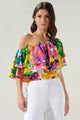 Gypsum Floral Charmer One Shoulder Ruffle Top