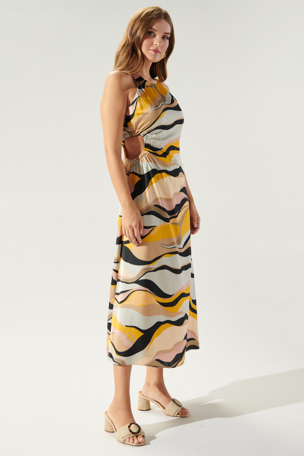 Lourdes Cut Out Ruched Midi Dress