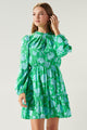 Waterlilly Floral Balloon Sleeve Blouson Dress