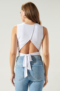 Wait For You Tie Back Cropped Jersey Knit Tank Top