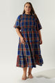 Lakeview Plaid Smocked Tiered Midi Dress Curve