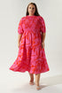 Jolene Floral Frazier Smocked Tiered Midi Dress Curve