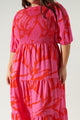 Jolene Floral Frazier Smocked Tiered Midi Dress Curve