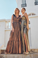Cannes Liquid Satin Evening Tiered Maxi Dress