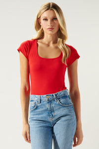 All For You Square Neck Tee Jersey Knit Top