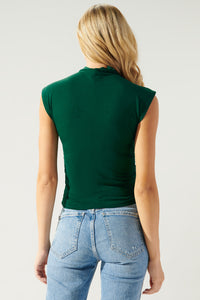 On the Go Mock Neck Ruched Jersey Knit Top