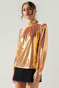 Space Out Liquid Satin Mock Neck Top