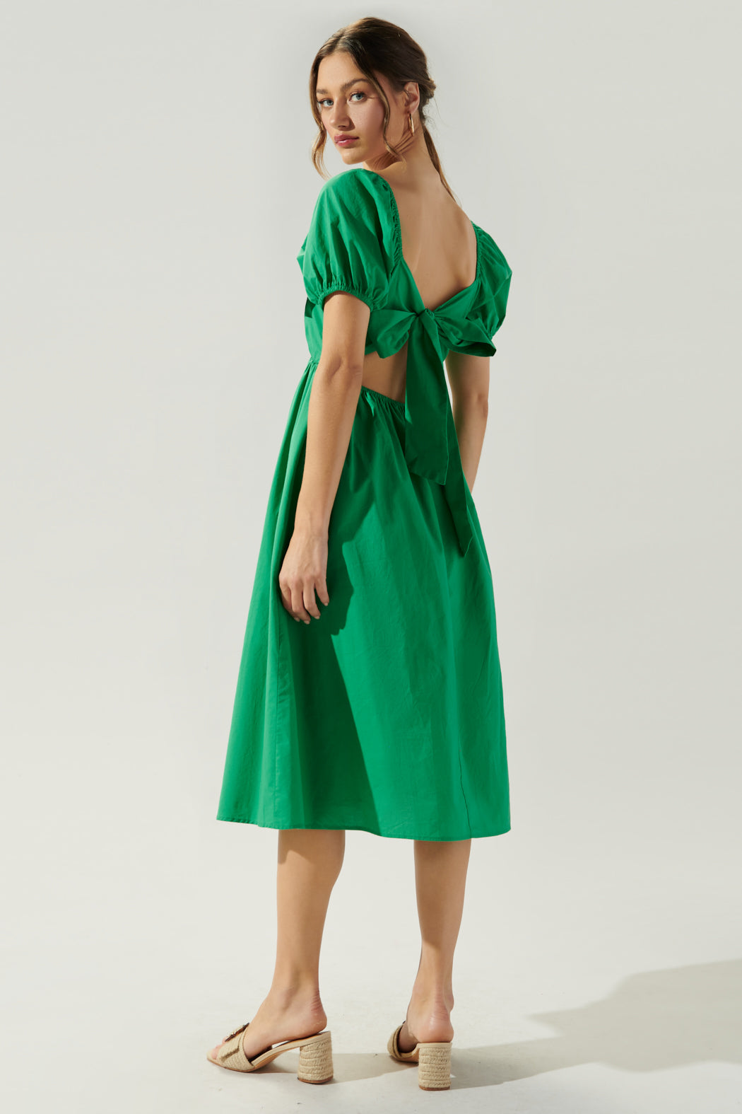 Sadie O Ring Tie Back Midi Dress KELLY-GREEN / L by Sugarlips Sadie O Ring Tie Back Midi Dress KELLY-GREEN / L by Sugarlips