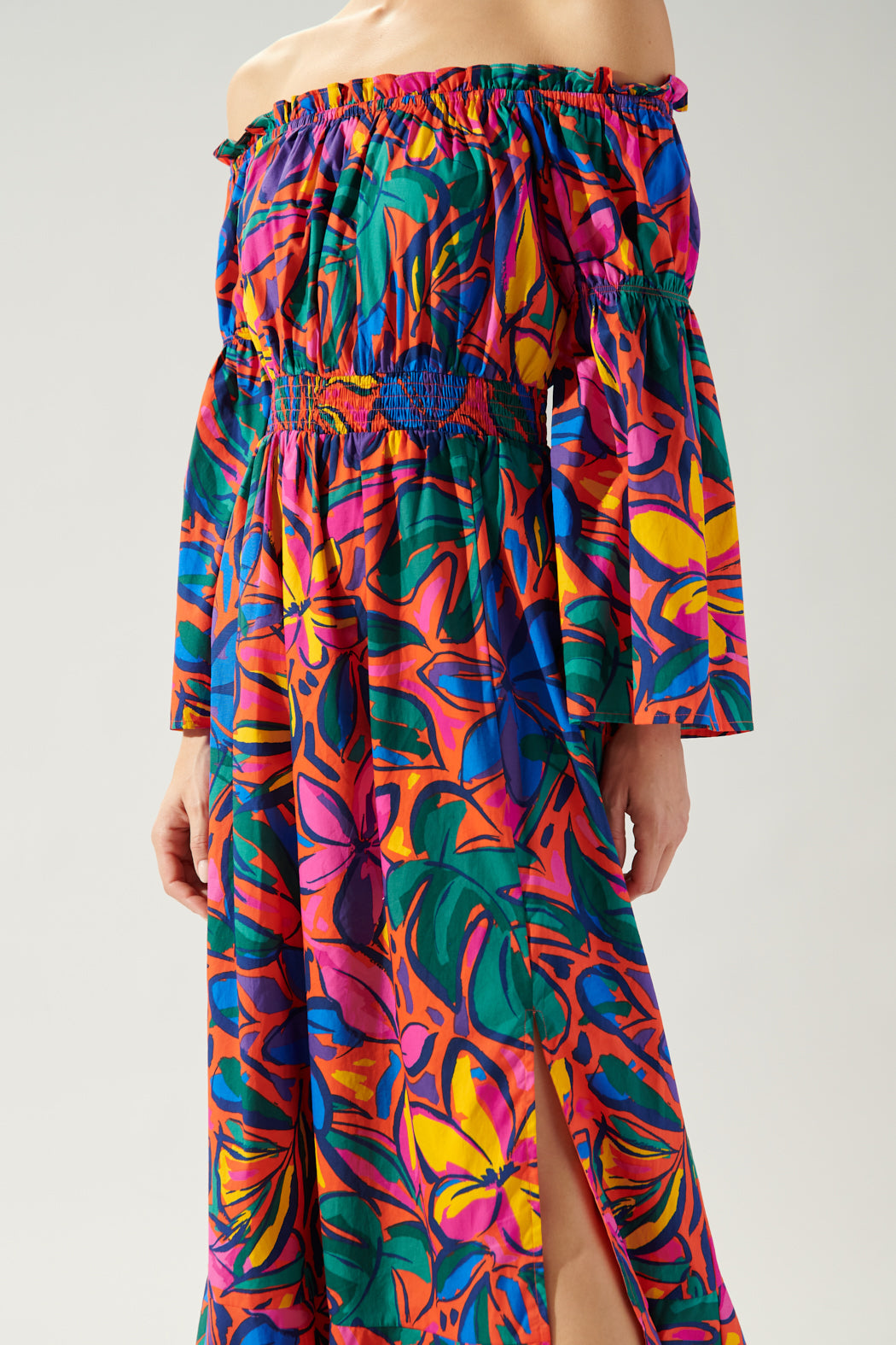 rainbow off the shoulder maxi dress Beautiful Rainbow Ombre Off Shoulder Maxi Dress SheLikesBVI.com