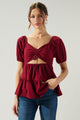 Francis Ruched Cut Out Cotton Knit Top