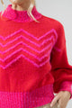 Zanie Chevron Mock Neck Cropped Sweater