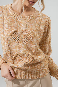Cara Cable Knit Mixed Yarn Sweater