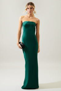 Infinite Strapless Open Back Satin Convertible Maxi Dress