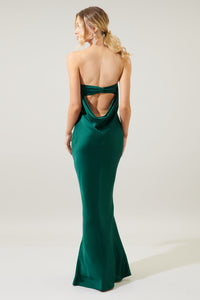 Infinite Strapless Open Back Satin Convertible Maxi Dress