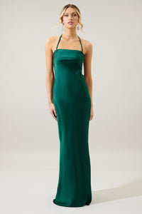Infinite Strapless Open Back Satin Convertible Maxi Dress