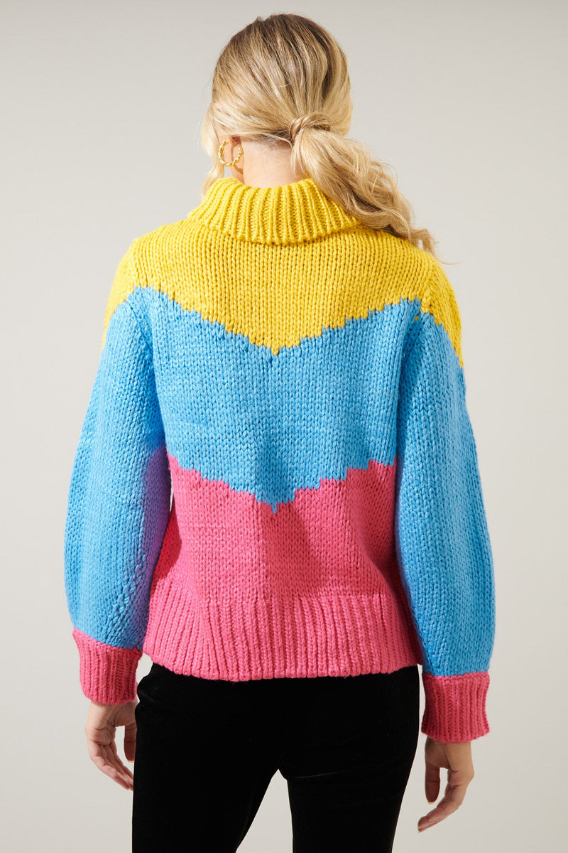 Ashbury Chunky Color Block Turtleneck Sweater – Sugarlips