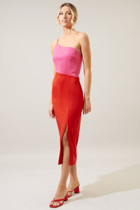 Shani Color Block One Shoulder Bodycon Midi Dress