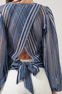 Firecracker Crochet Long Sleeve Open Back Blouse