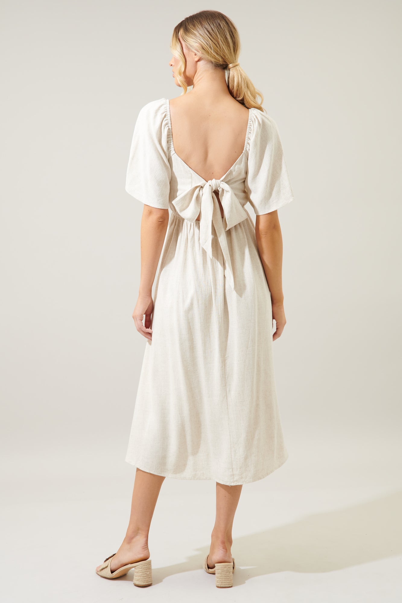 Saint Tropez Cassia Tie Back Linen Midi Dress Black / L by Sugarlips Saint Tropez Cassia Tie Back Linen Midi Dress Black / L by Sugarlips